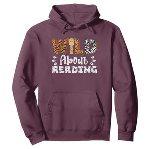 Wild About Reading Hoodie Cute Animal Print Reading Lover Kids Teachers TS10 Maroon Print Your Wear