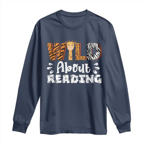 Wild About Reading Long Sleeve Shirt Cute Animal Print Reading Lover Kids Teachers TS10 Navy Print Your Wear