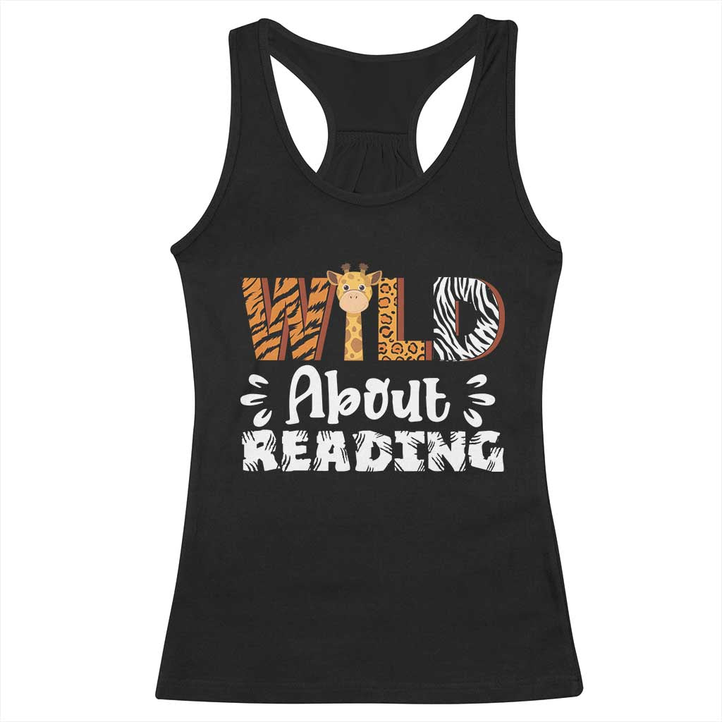 Wild About Reading Racerback Tank Top Cute Animal Print Reading Lover Kids Teachers TS10 Black Print Your Wear
