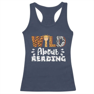 Wild About Reading Racerback Tank Top Cute Animal Print Reading Lover Kids Teachers TS10 Navy Print Your Wear