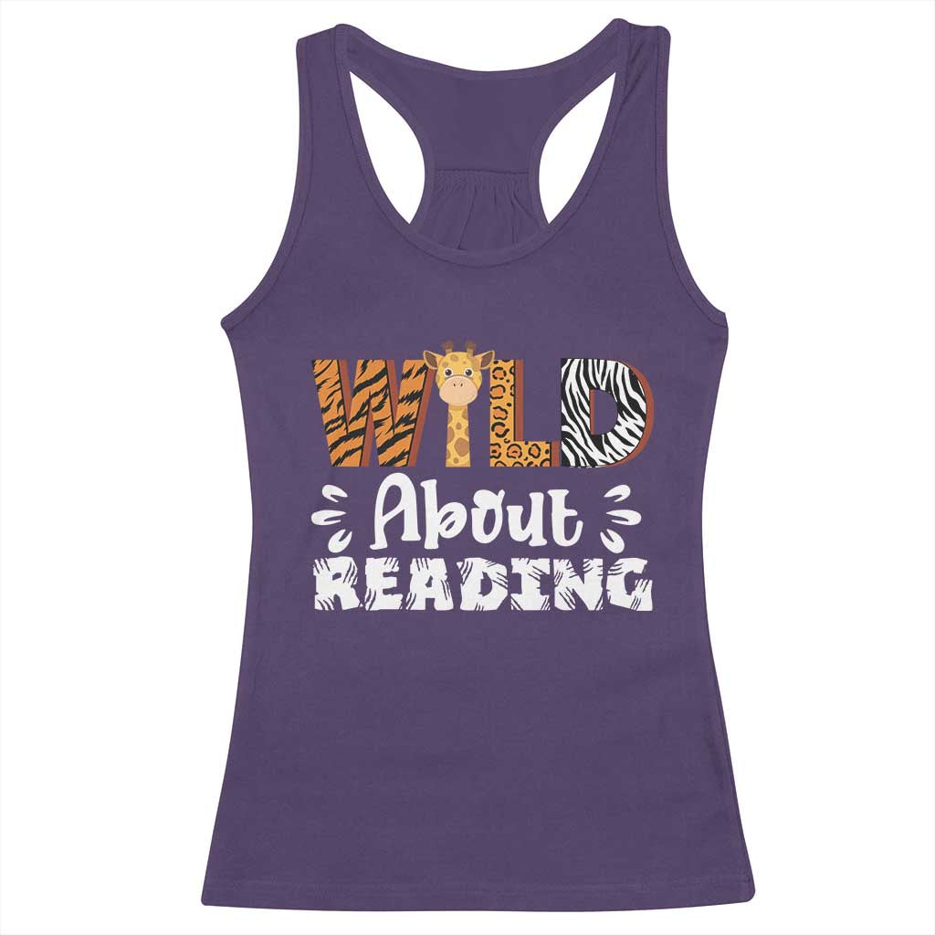 Wild About Reading Racerback Tank Top Cute Animal Print Reading Lover Kids Teachers TS10 Purple Print Your Wear