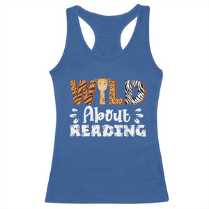 Wild About Reading Racerback Tank Top Cute Animal Print Reading Lover Kids Teachers TS10 Royal Blue Print Your Wear