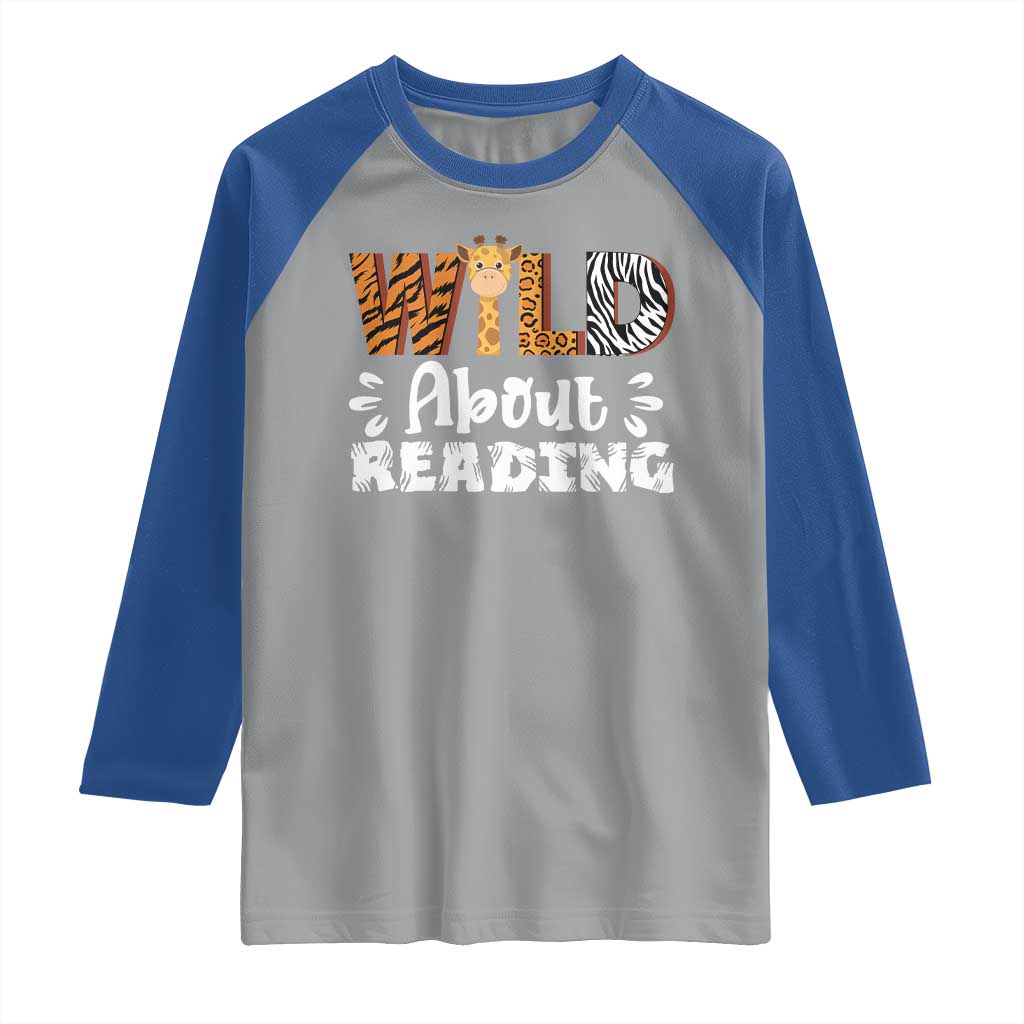 Wild About Reading Raglan Shirt Cute Animal Print Reading Lover Kids Teachers TS10 Sport Gray Royal Print Your Wear