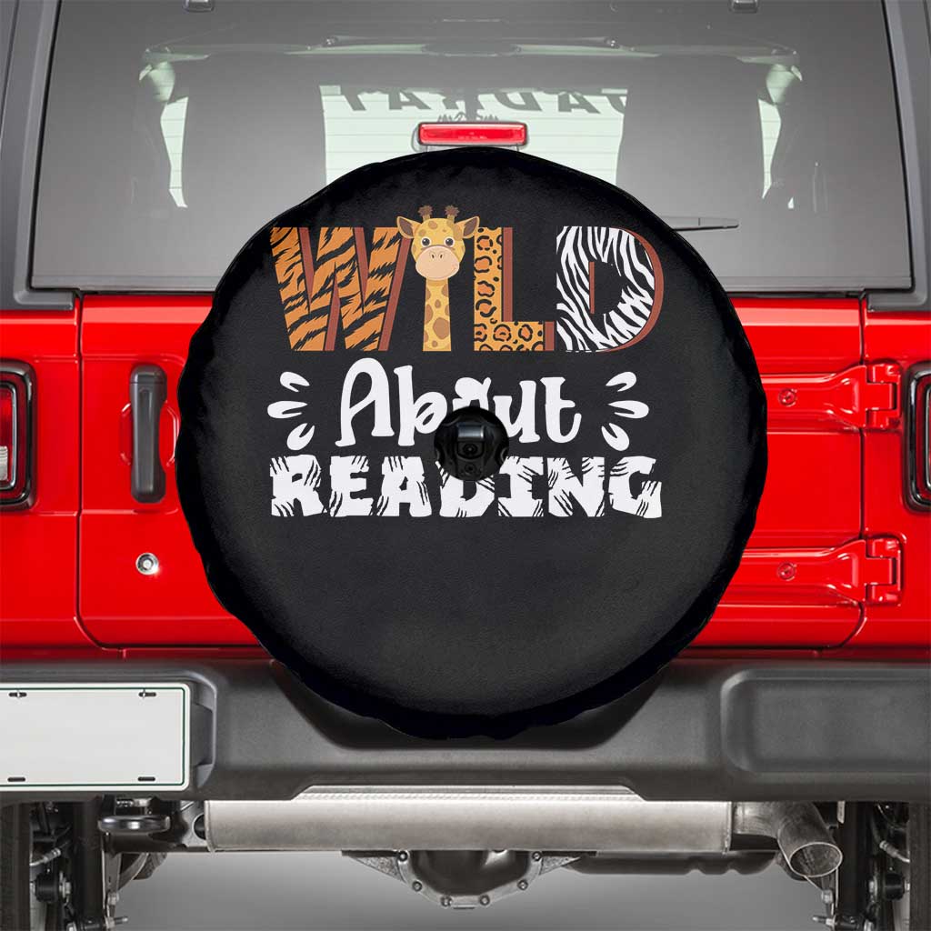 Wild About Reading Spare Tire Cover Cute Animal Print Reading Lover Kids Teachers TS10 Black Print Your Wear