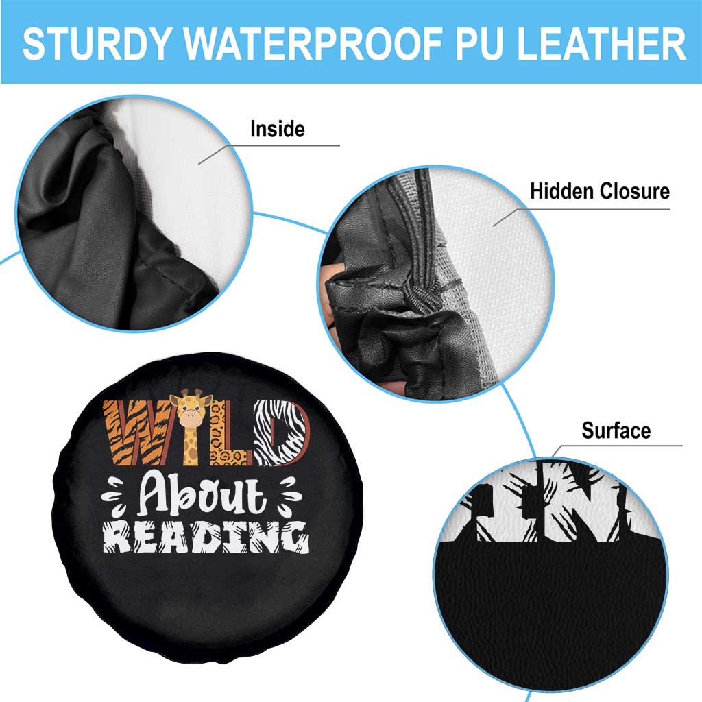 Wild About Reading Spare Tire Cover Cute Animal Print Reading Lover Kids Teachers TS10 Print Your Wear