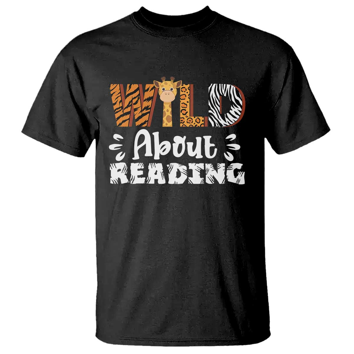 Wild About Reading T Shirt Cute Animal Print Reading Lover Kids Teachers TS10 Black Print Your Wear