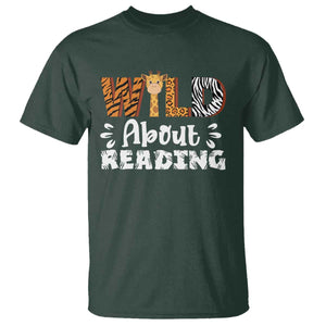 Wild About Reading T Shirt Cute Animal Print Reading Lover Kids Teachers TS10 Dark Forest Green Print Your Wear