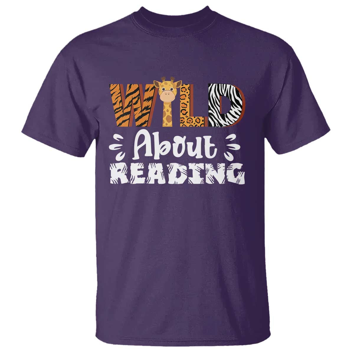 Wild About Reading T Shirt Cute Animal Print Reading Lover Kids Teachers TS10 Purple Print Your Wear
