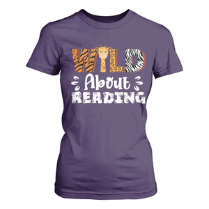 Wild About Reading T Shirt For Women Cute Animal Print Reading Lover Kids Teachers TS10 Purple Print Your Wear