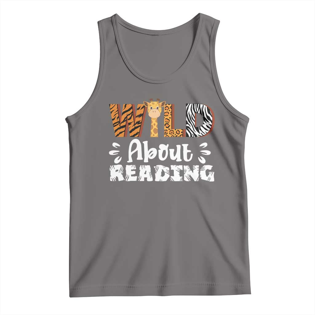 Wild About Reading Tank Top Cute Animal Print Reading Lover Kids Teachers TS10 Deep Heather Print Your Wear