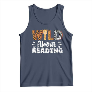 Wild About Reading Tank Top Cute Animal Print Reading Lover Kids Teachers TS10 Navy Print Your Wear