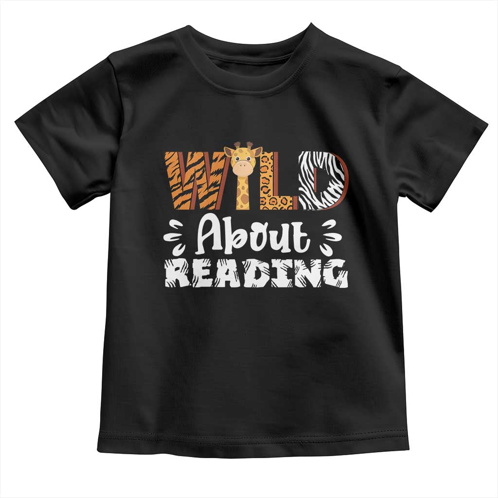 Wild About Reading Toddler T Shirt Cute Animal Print Reading Lover Kids Teachers TS10 Black Print Your Wear