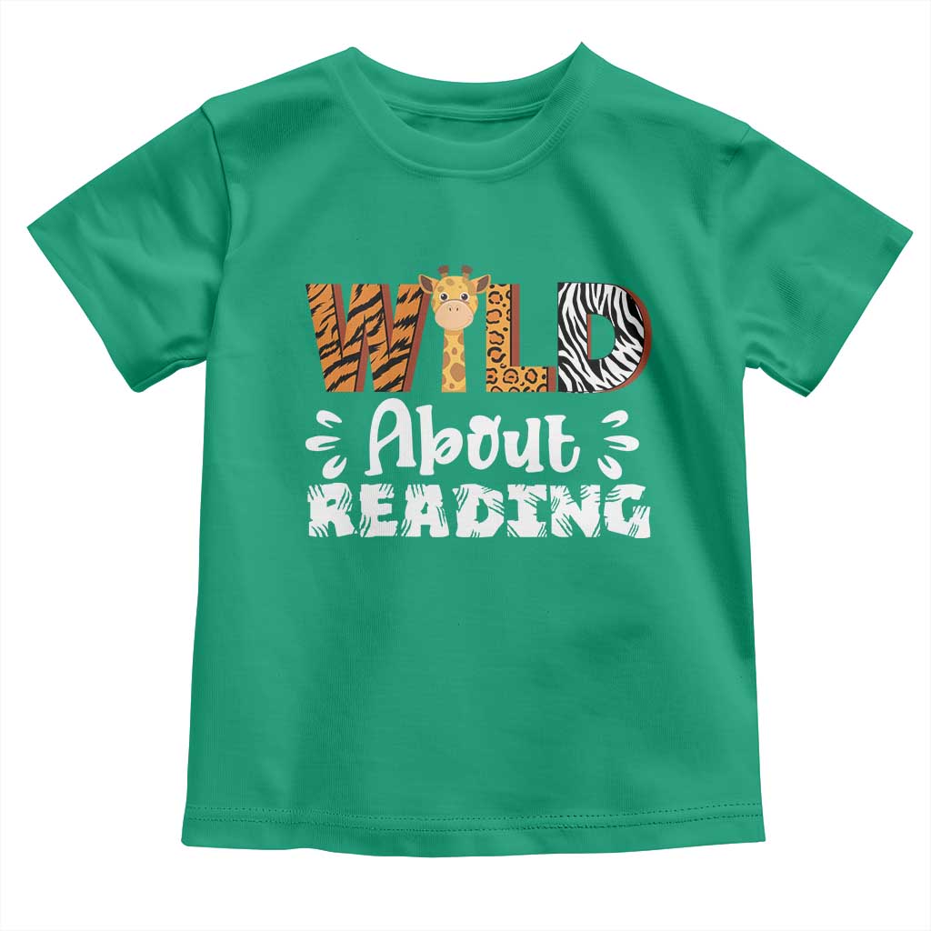 Wild About Reading Toddler T Shirt Cute Animal Print Reading Lover Kids Teachers TS10 Irish Green Print Your Wear
