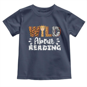Wild About Reading Toddler T Shirt Cute Animal Print Reading Lover Kids Teachers TS10 Navy Print Your Wear