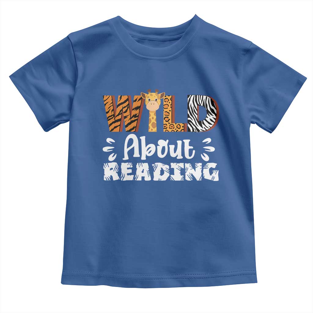 Wild About Reading Toddler T Shirt Cute Animal Print Reading Lover Kids Teachers TS10 Royal Blue Print Your Wear