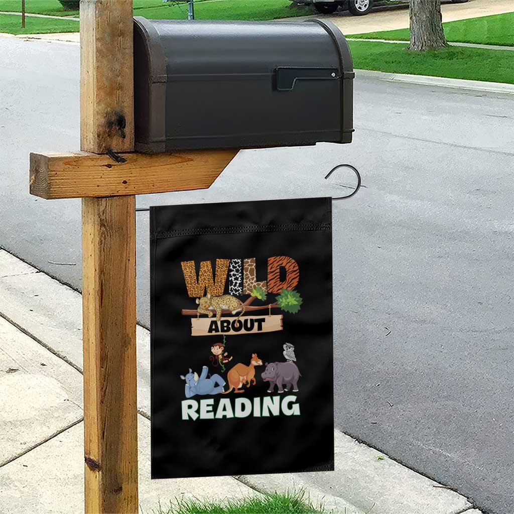 Wild About Reading Garden Flag Cute Animal Book Lover Kids Teachers TS10 Print Your Wear