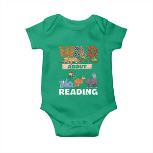 Wild About Reading Baby Onesie Cute Animal Book Lover Kids Teachers TS10 Irish Green Print Your Wear