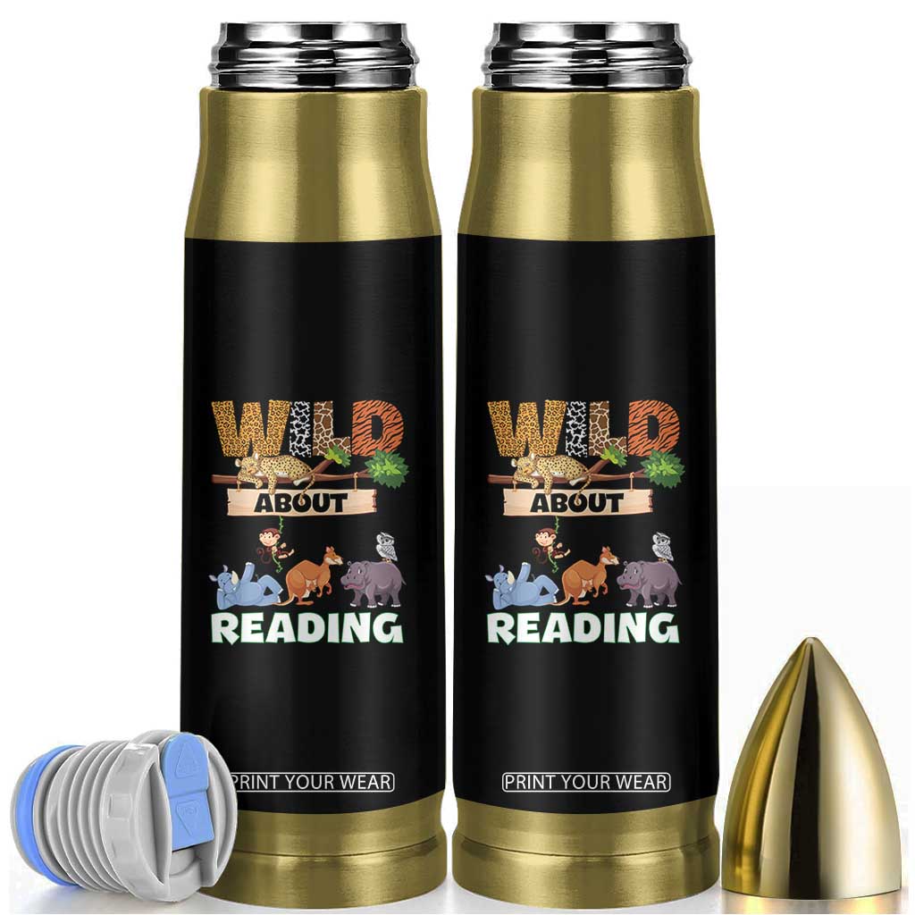Wild About Reading Bullet Tumbler Cute Animal Book Lover Kids Teachers TS10 Black Print Your Wear