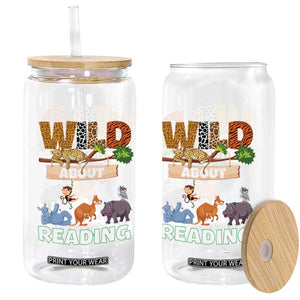 Wild About Reading Glass Can Cute Animal Book Lover Kids Teachers TS10 Print Your Wear