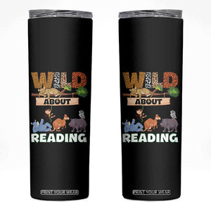Wild About Reading Skinny Tumbler Cute Animal Book Lover Kids Teachers TS10 Black Print Your Wear