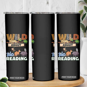 Wild About Reading Skinny Tumbler Cute Animal Book Lover Kids Teachers TS10 Print Your Wear