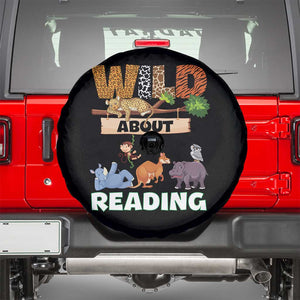 Wild About Reading Spare Tire Cover Cute Animal Book Lover Kids Teachers TS10 Black Print Your Wear