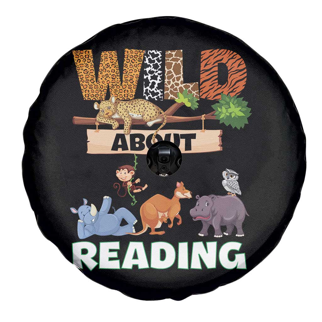 Wild About Reading Spare Tire Cover Cute Animal Book Lover Kids Teachers TS10 Print Your Wear