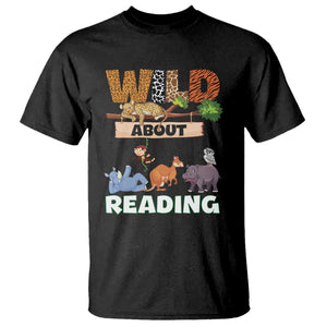 Wild About Reading T Shirt Cute Animal Book Lover Kids Teachers TS10 Black Print Your Wear
