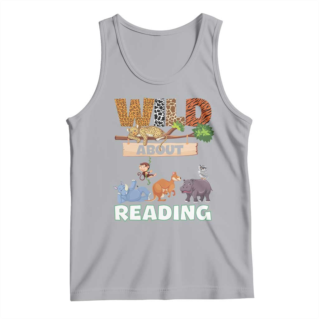 Wild About Reading Tank Top Cute Animal Book Lover Kids Teachers TS10 Athletic Heather Print Your Wear