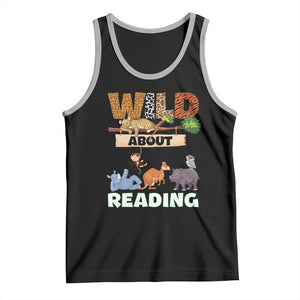 Wild About Reading Tank Top Cute Animal Book Lover Kids Teachers TS10 Black Athletic Heather Print Your Wear