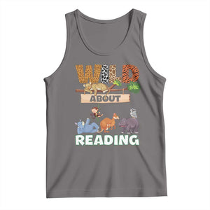 Wild About Reading Tank Top Cute Animal Book Lover Kids Teachers TS10 Deep Heather Print Your Wear