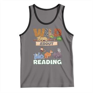 Wild About Reading Tank Top Cute Animal Book Lover Kids Teachers TS10 Deep Heather Black Print Your Wear