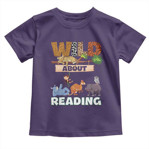 Wild About Reading Toddler T Shirt Cute Animal Book Lover Kids Teachers TS10 Purple Print Your Wear