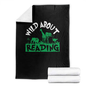 Wild About Reading Throw Blanket Cute Safari Animal Reading Shirt Preschool Kindergarten TS10 Black Print Your Wear