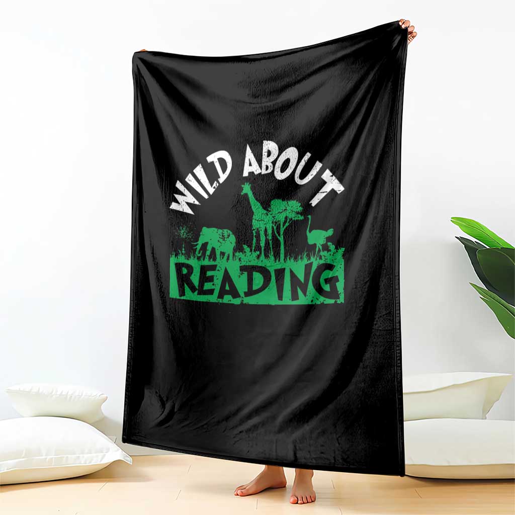 Wild About Reading Throw Blanket Cute Safari Animal Reading Shirt Preschool Kindergarten TS10 Print Your Wear