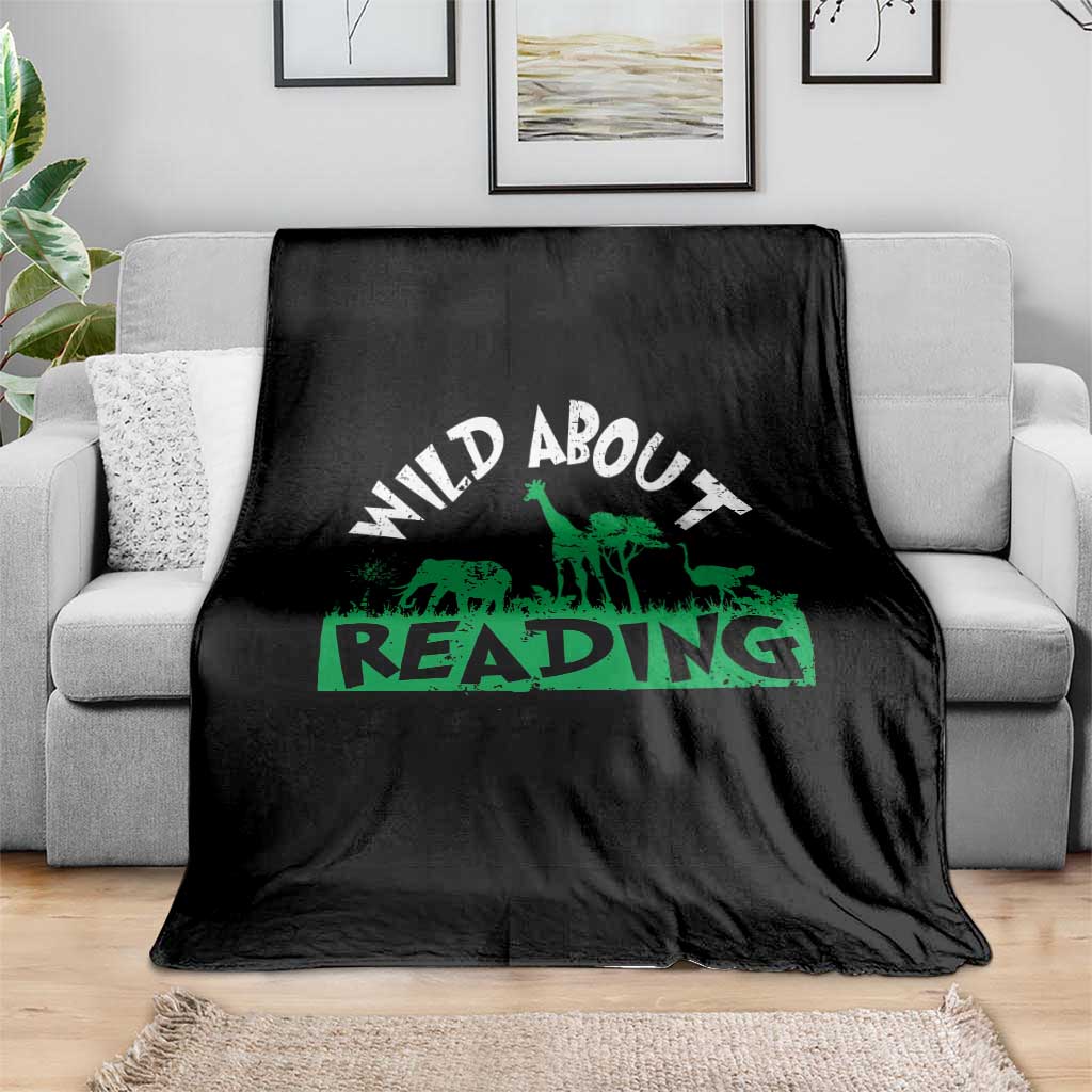 Wild About Reading Throw Blanket Cute Safari Animal Reading Shirt Preschool Kindergarten TS10 Print Your Wear