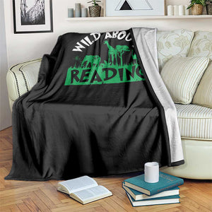 Wild About Reading Throw Blanket Cute Safari Animal Reading Shirt Preschool Kindergarten TS10 Print Your Wear