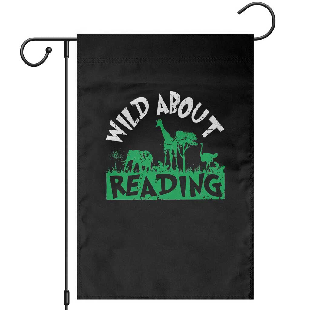 Wild About Reading Garden Flag Cute Safari Animal Reading Shirt Preschool Kindergarten TS10 Black Print Your Wear