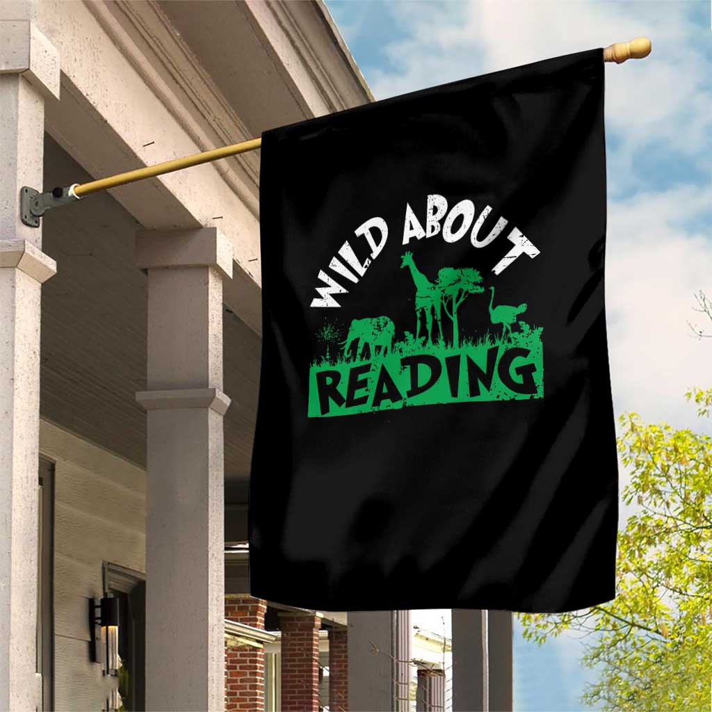 Wild About Reading Garden Flag Cute Safari Animal Reading Shirt Preschool Kindergarten TS10 Print Your Wear