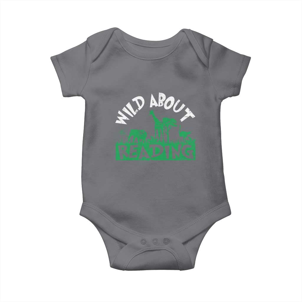 Wild About Reading Baby Onesie Cute Safari Animal Reading Shirt Preschool Kindergarten TS10 Charcoal Print Your Wear
