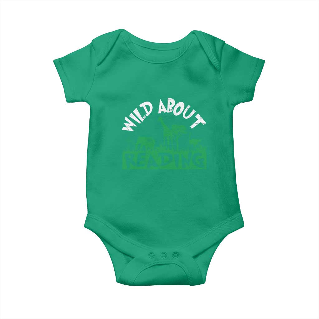 Wild About Reading Baby Onesie Cute Safari Animal Reading Shirt Preschool Kindergarten TS10 Irish Green Print Your Wear