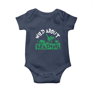 Wild About Reading Baby Onesie Cute Safari Animal Reading Shirt Preschool Kindergarten TS10 Navy Print Your Wear
