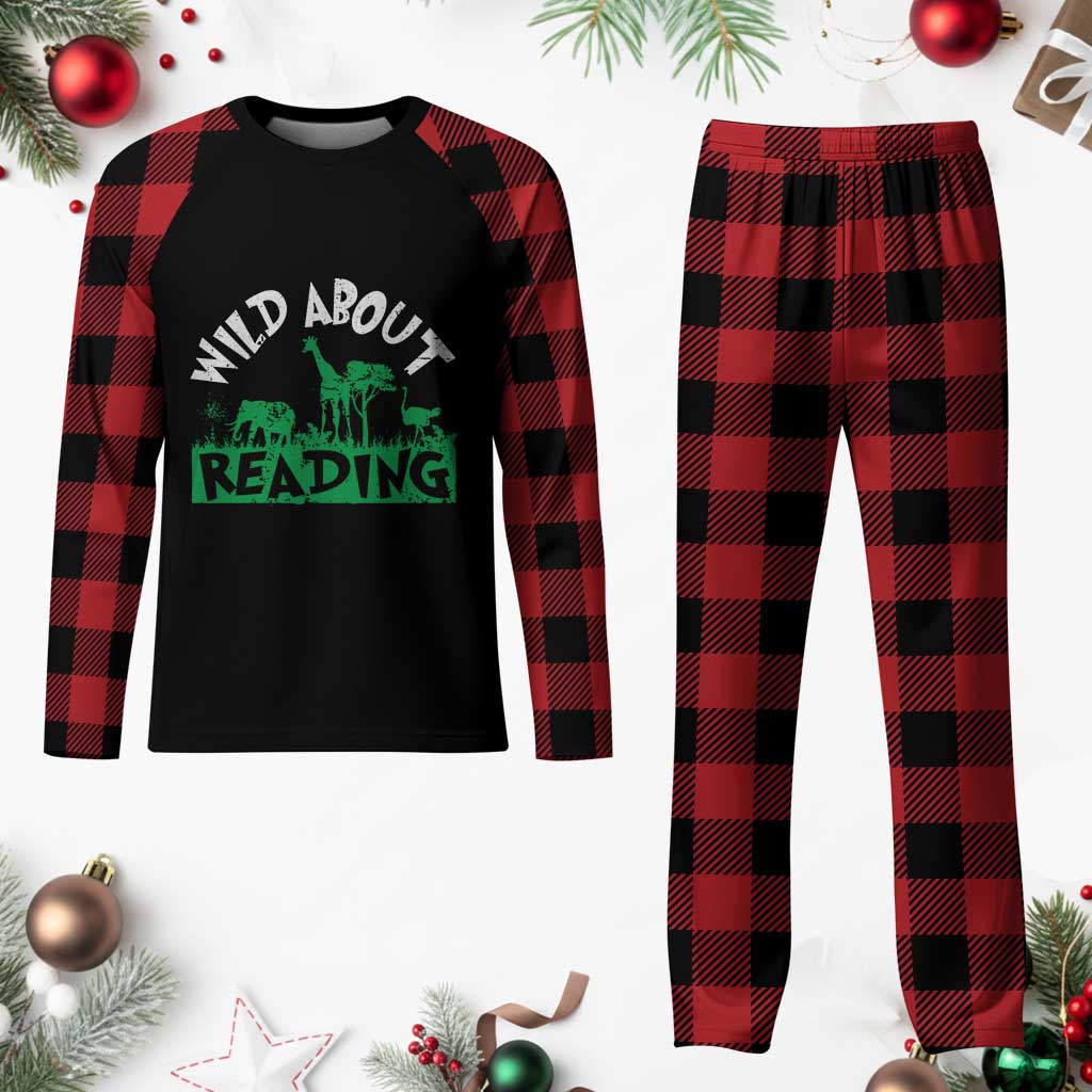 Wild About Reading Plaid Pajama Set Cute Safari Animal Reading Shirt Preschool Kindergarten TS10 Buffalo Plaid Print Your Wear