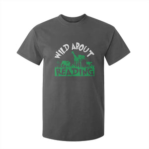Wild About Reading T Shirt For Kid Cute Safari Animal Reading Shirt Preschool Kindergarten TS10 Dark Heather Print Your Wear