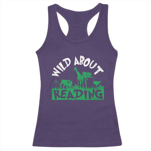 Wild About Reading Racerback Tank Top Cute Safari Animal Reading Shirt Preschool Kindergarten TS10 Purple Print Your Wear