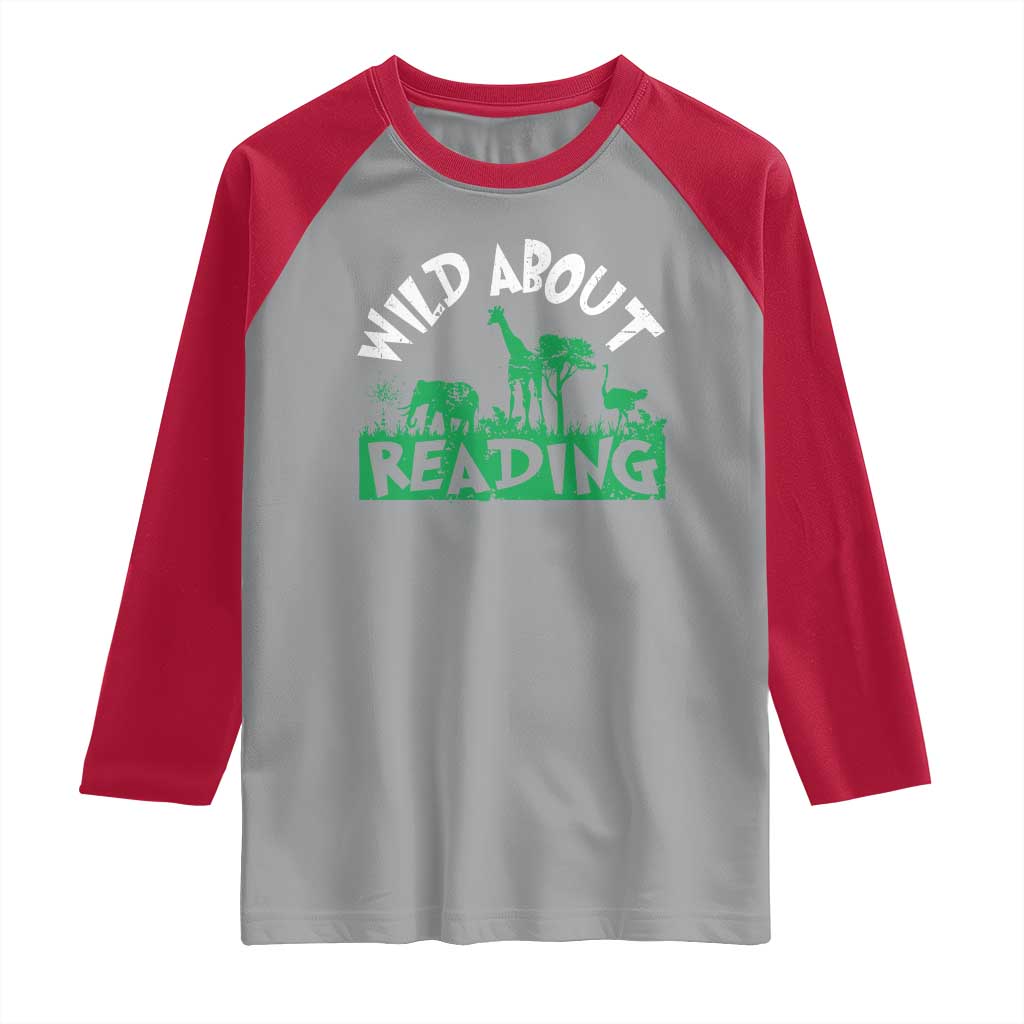 Wild About Reading Raglan Shirt Cute Safari Animal Reading Shirt Preschool Kindergarten TS10 Sport Gray Red Print Your Wear