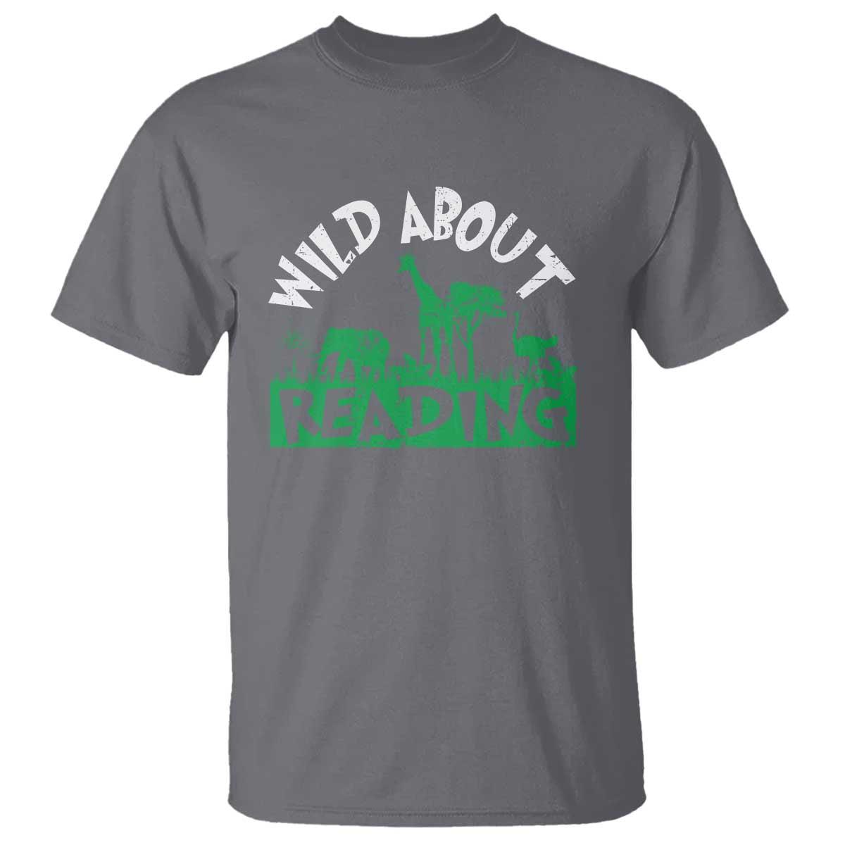 Wild About Reading T Shirt Cute Safari Animal Reading Shirt Preschool Kindergarten TS10 Charcoal Print Your Wear