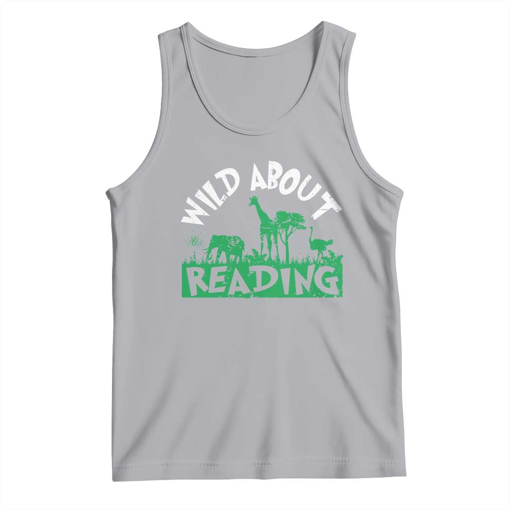 Wild About Reading Tank Top Cute Safari Animal Reading Shirt Preschool Kindergarten TS10 Athletic Heather Print Your Wear