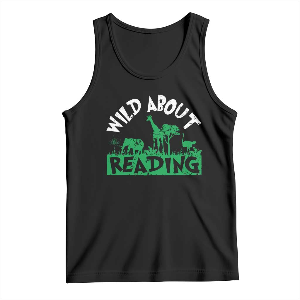 Wild About Reading Tank Top Cute Safari Animal Reading Shirt Preschool Kindergarten TS10 Black Print Your Wear