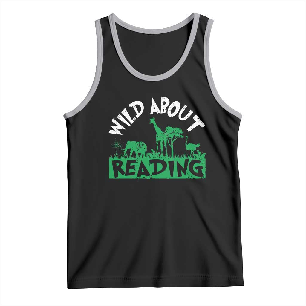 Wild About Reading Tank Top Cute Safari Animal Reading Shirt Preschool Kindergarten TS10 Black Athletic Heather Print Your Wear